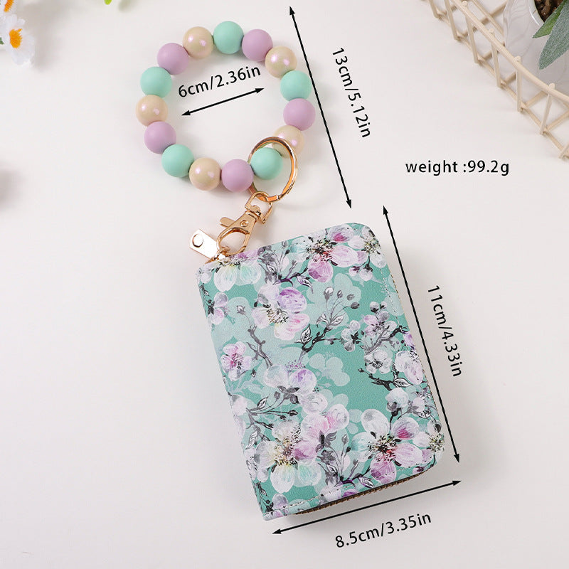 Wholesale printing  card organ storage bag change card clip bag haze silicone beads beaded